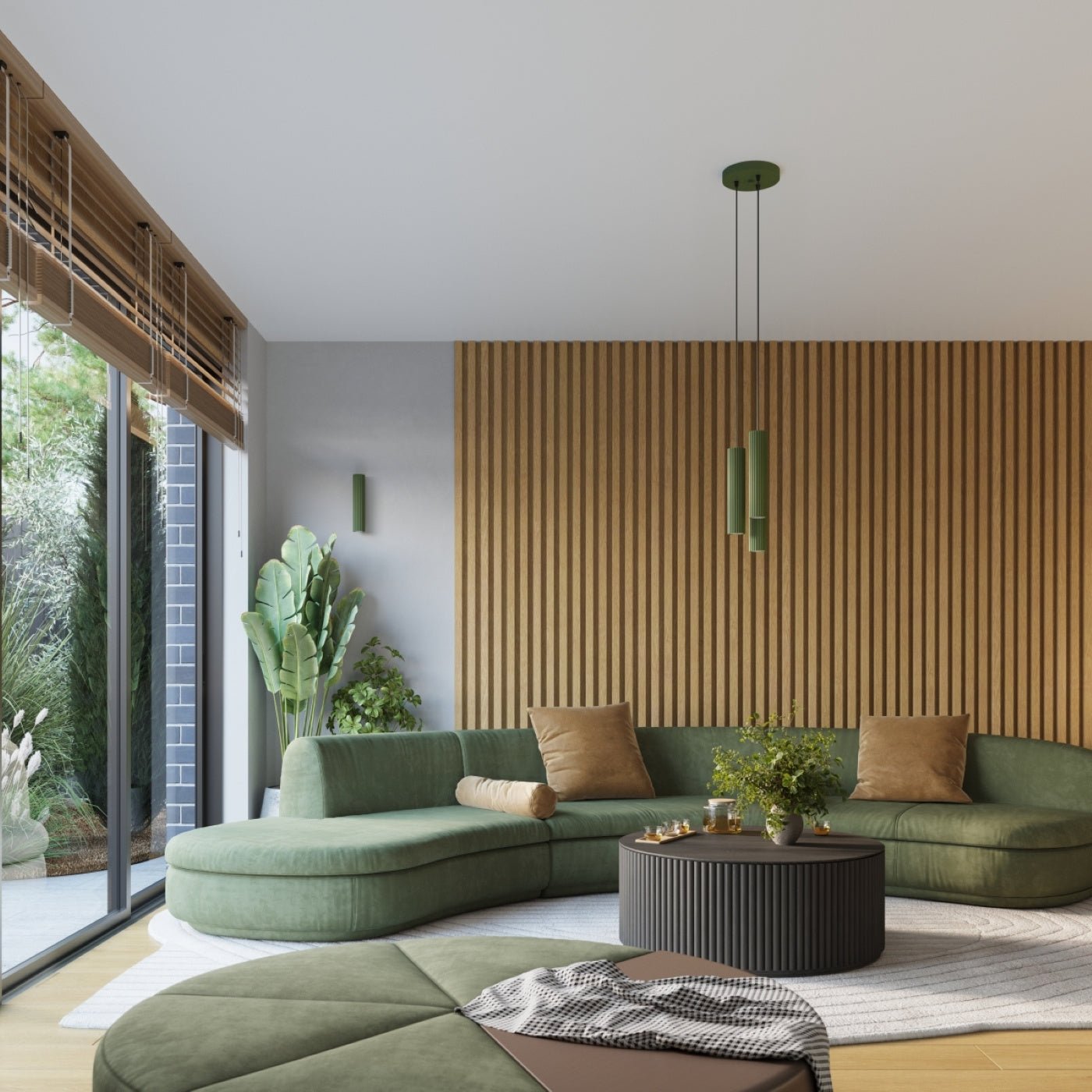 Deckenleuchte "KARBON 3L" – Deckenleuchte in Olivgrün | Dexity Lichtdesign