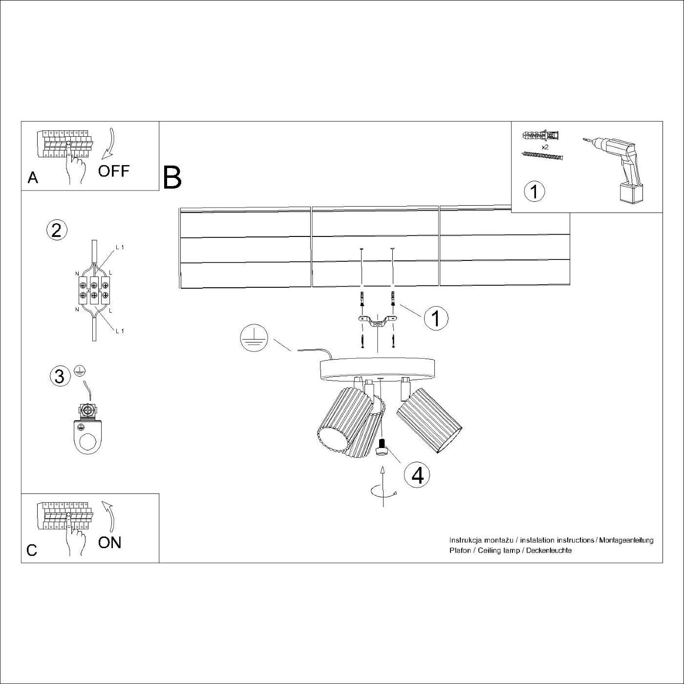 Deckenleuchte "KARBON 3P" – Deckenleuchte in Olivgrün | Dexity Lichtdesign