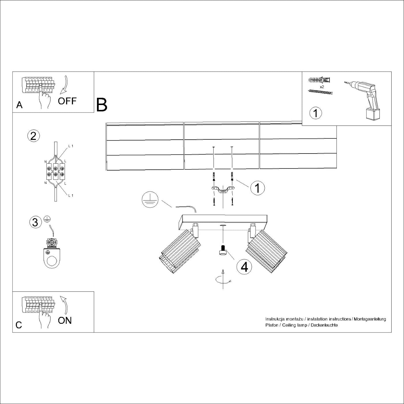 Deckenleuchte "KARBON 4" – Deckenleuchte in Olivgrün | Dexity Lichtdesign
