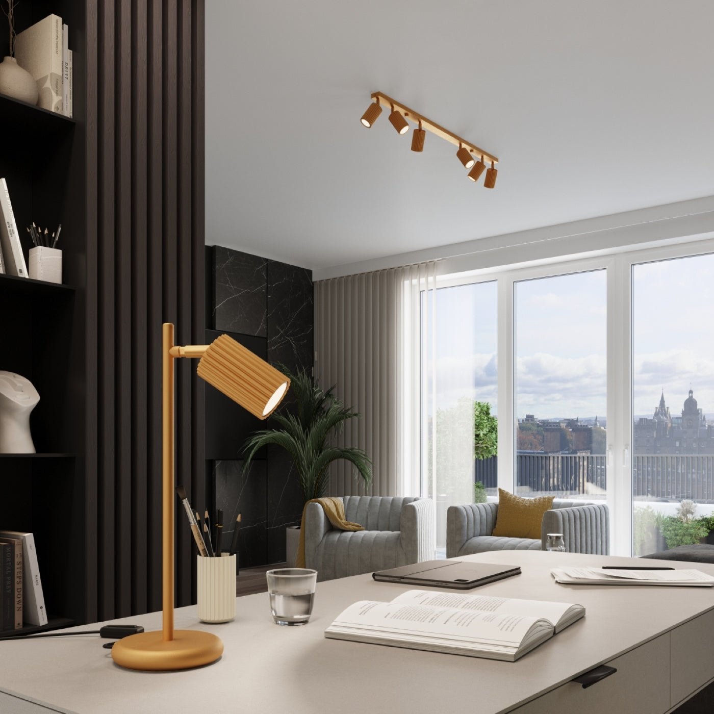 Deckenleuchte "KARBON 6L" – Deckenleuchte in Golden | Dexity Lichtdesign
