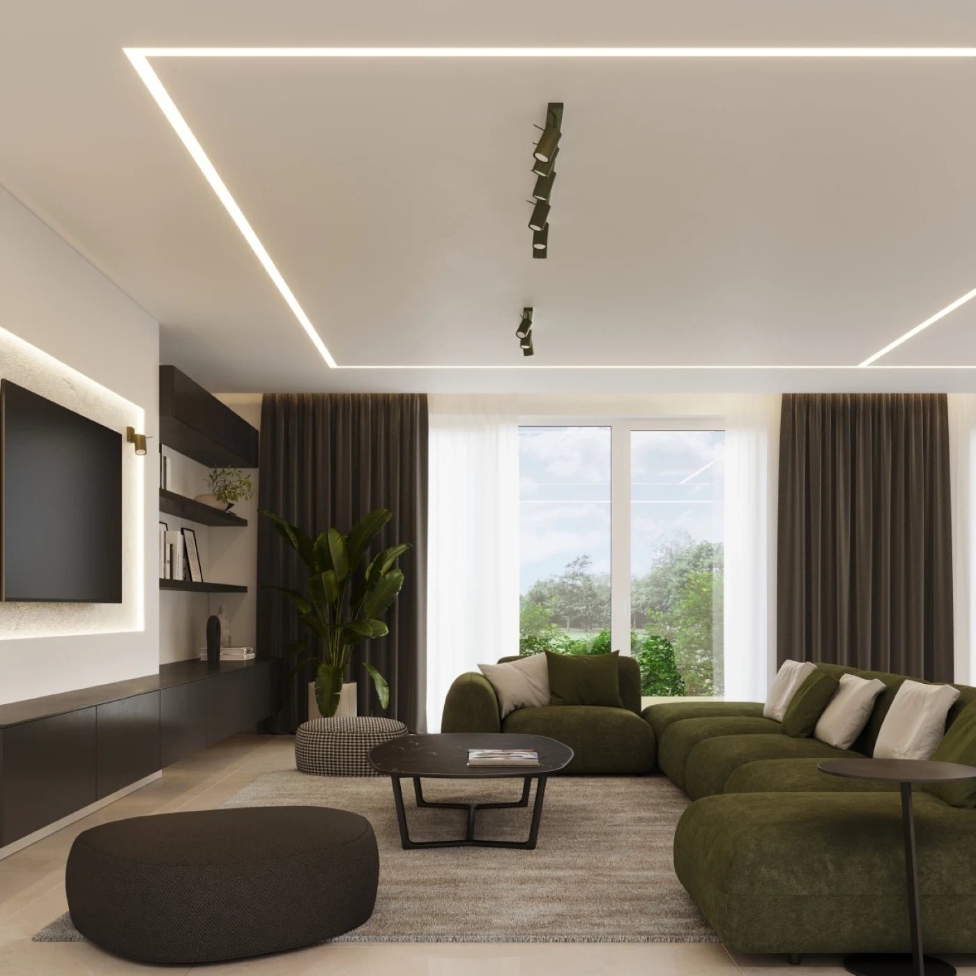 Deckenleuchte "RING 2" – Deckenleuchte in Olivgrün | Dexity Lichtdesign