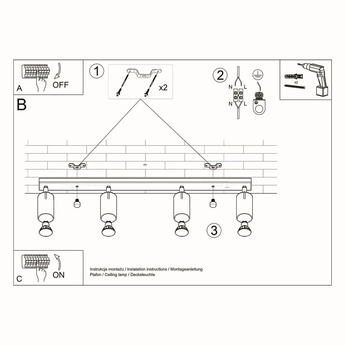 Deckenleuchte "RING 4L" – Deckenleuchte in Schwarz | Dexity Lichtdesign