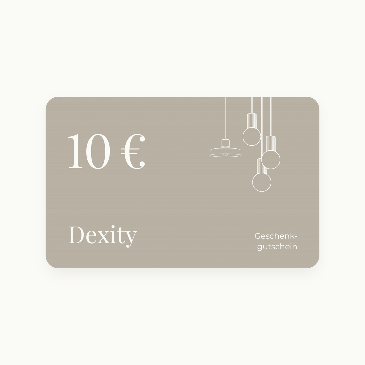 Dexity Geschenkgutschein über 10 € mit Linienskizzen von Pendelleuchten
