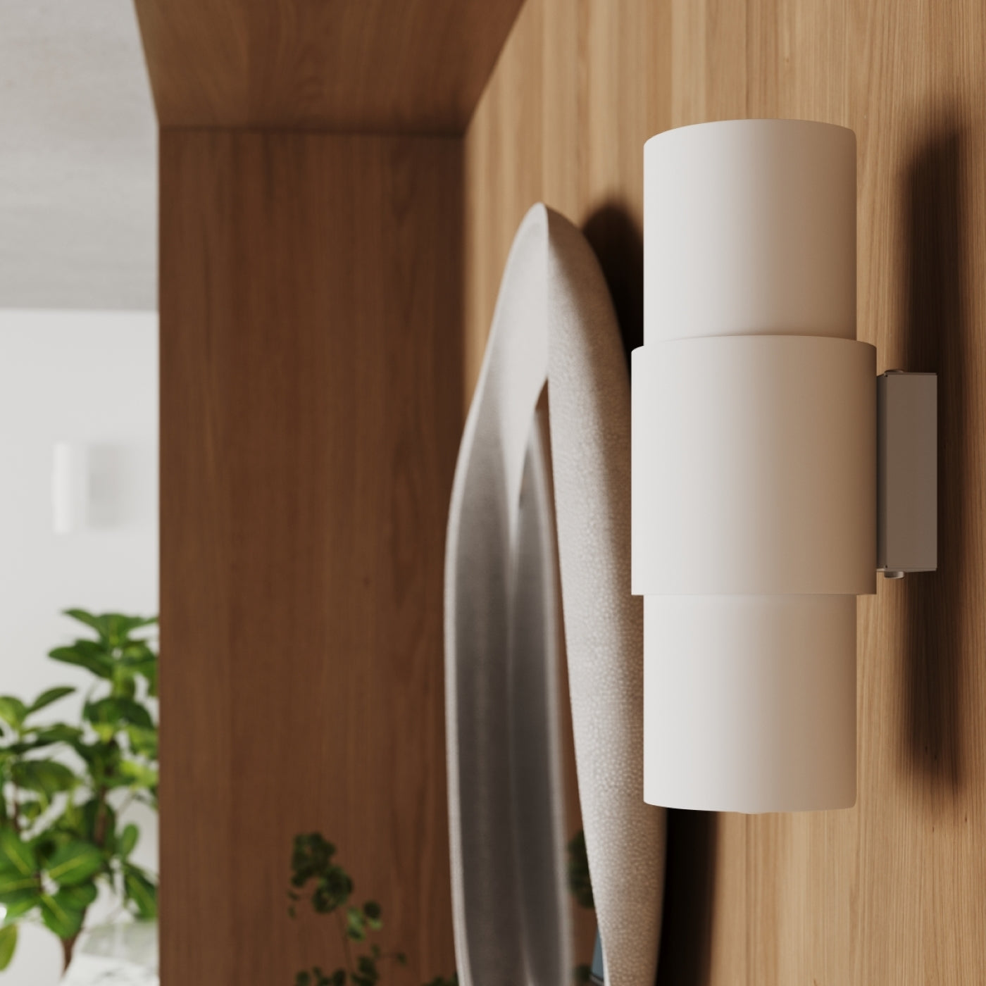 Wandleuchte FLASH in Weiß – Designansicht mit abgewinkeltem Lichtkegel an heller Wand