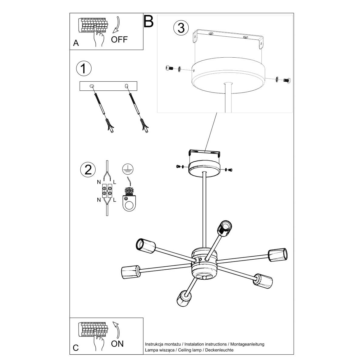 Kronleuchter "Lango 6" – Kronleuchter in Schwarz | Dexity Lichtdesign