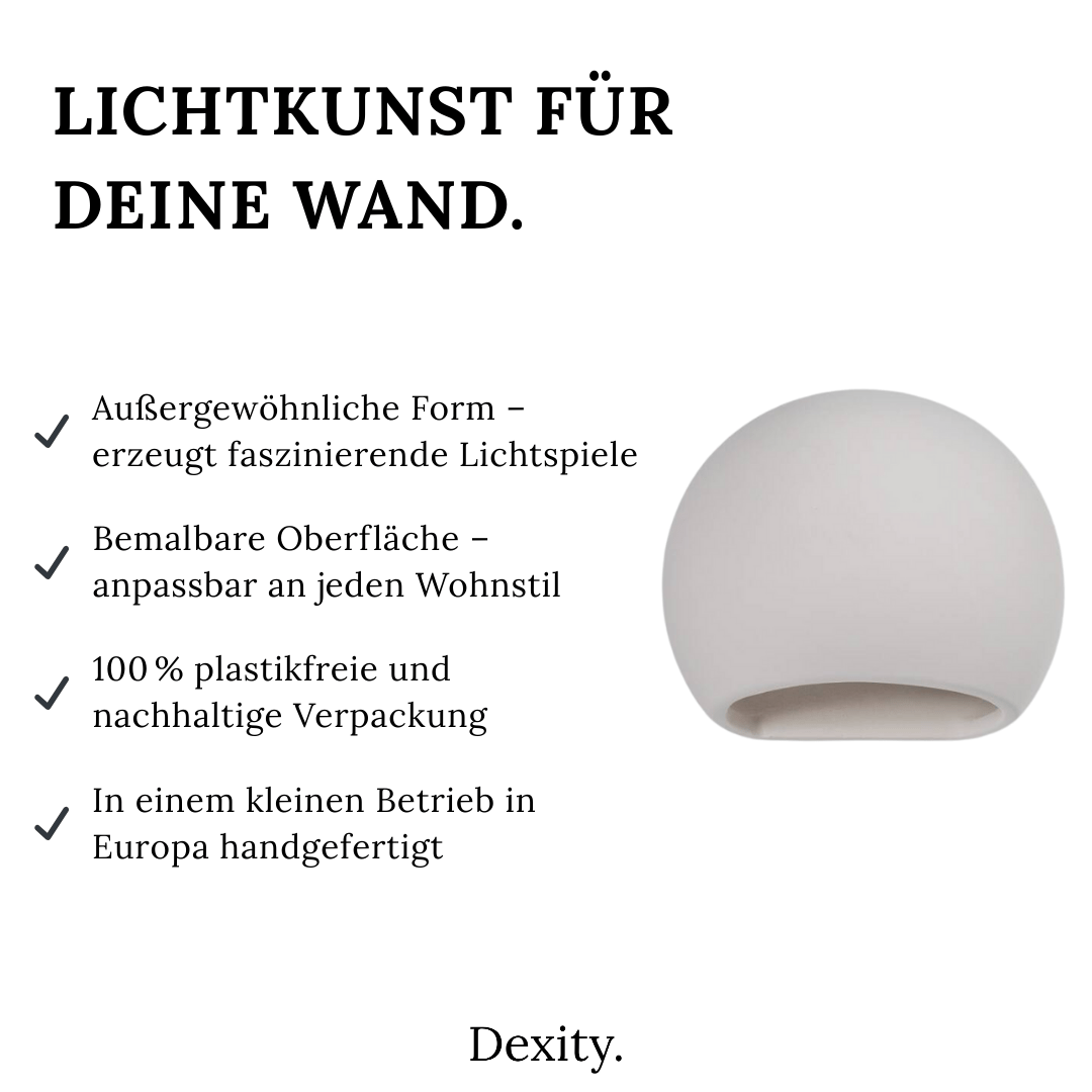 Keramik - Wandleuchte "Globe" – Wandlampen in Weiß | Dexity Lichtdesign