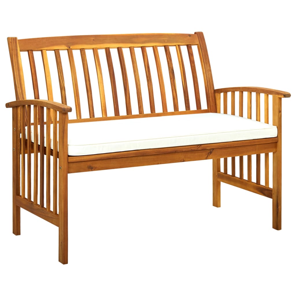 Gartenbank mit Kissen 119 cm Akazienholz
