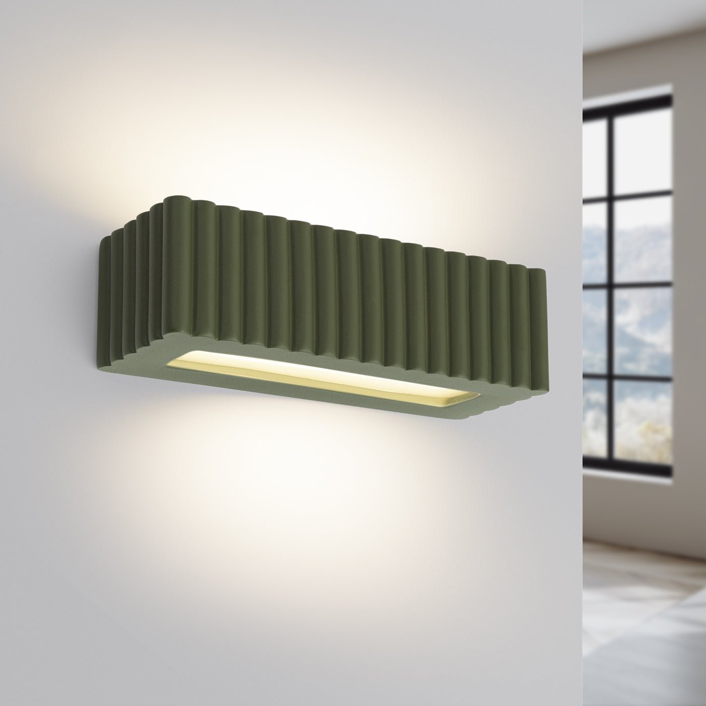 Keramik Wandleuchte "RIGATA" – in Olivgrün | Dexity Lichtdesign