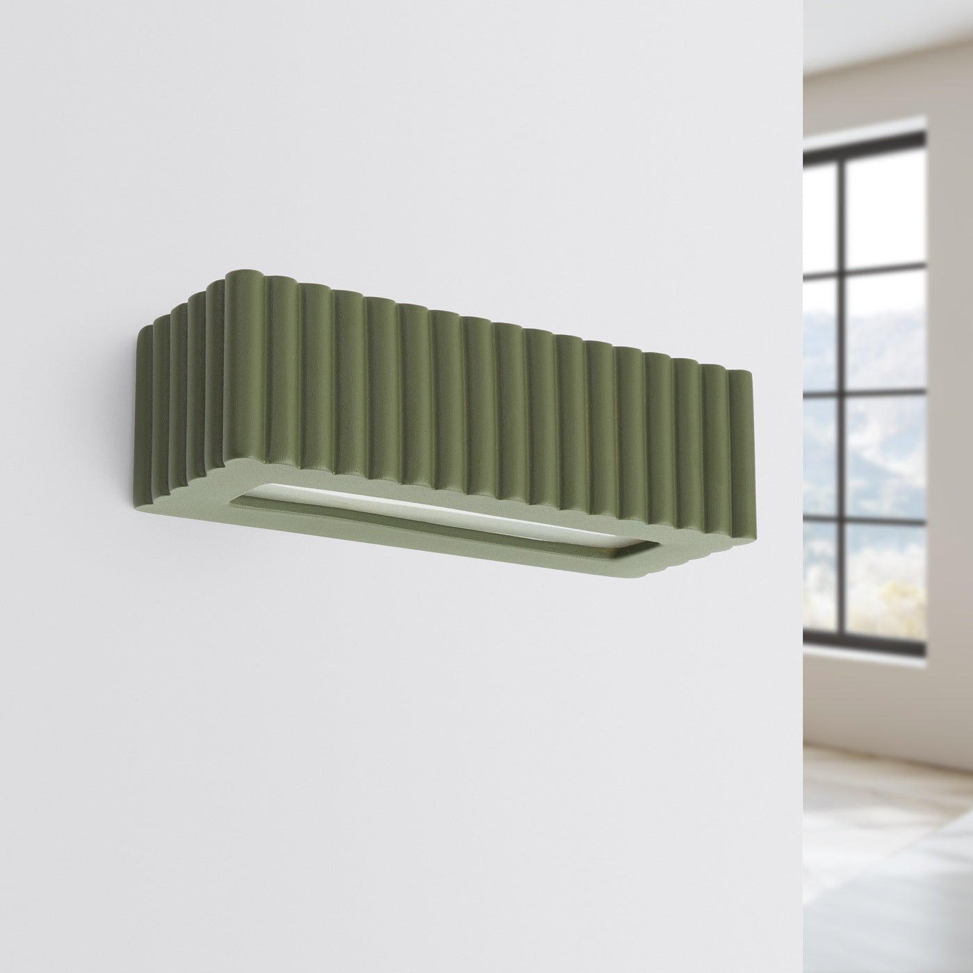 Keramik Wandleuchte "RIGATA" – in Olivgrün | Dexity Lichtdesign