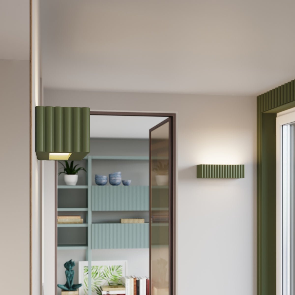 Keramik Wandleuchte "RIGATA" – in Olivgrün | Dexity Lichtdesign