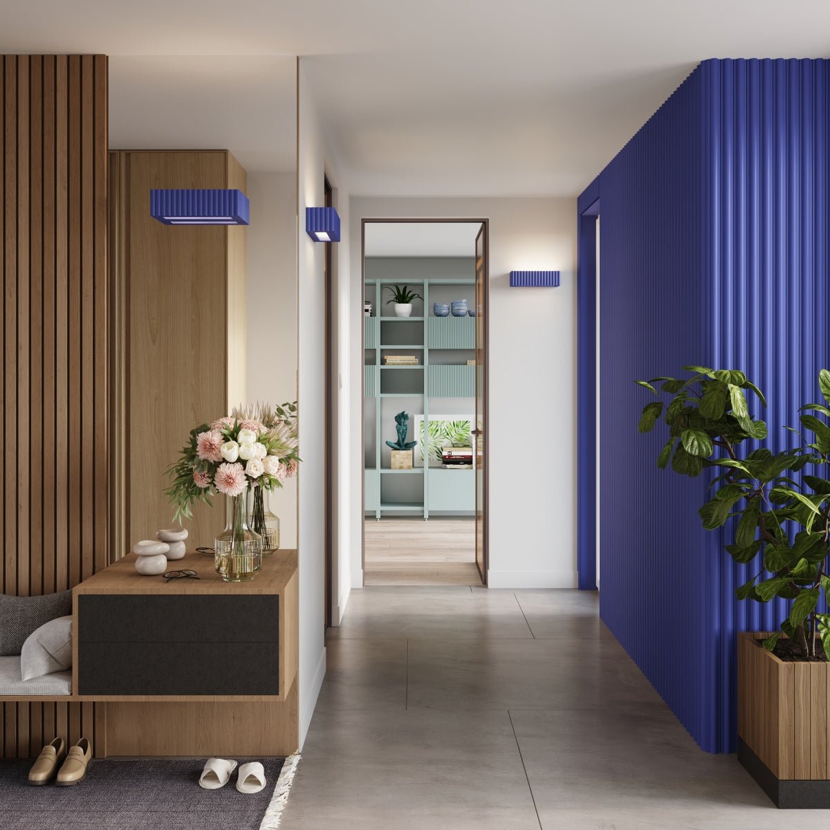 Keramik Wandleuchte "RIGATA" – in Ultramarin | Dexity Lichtdesign