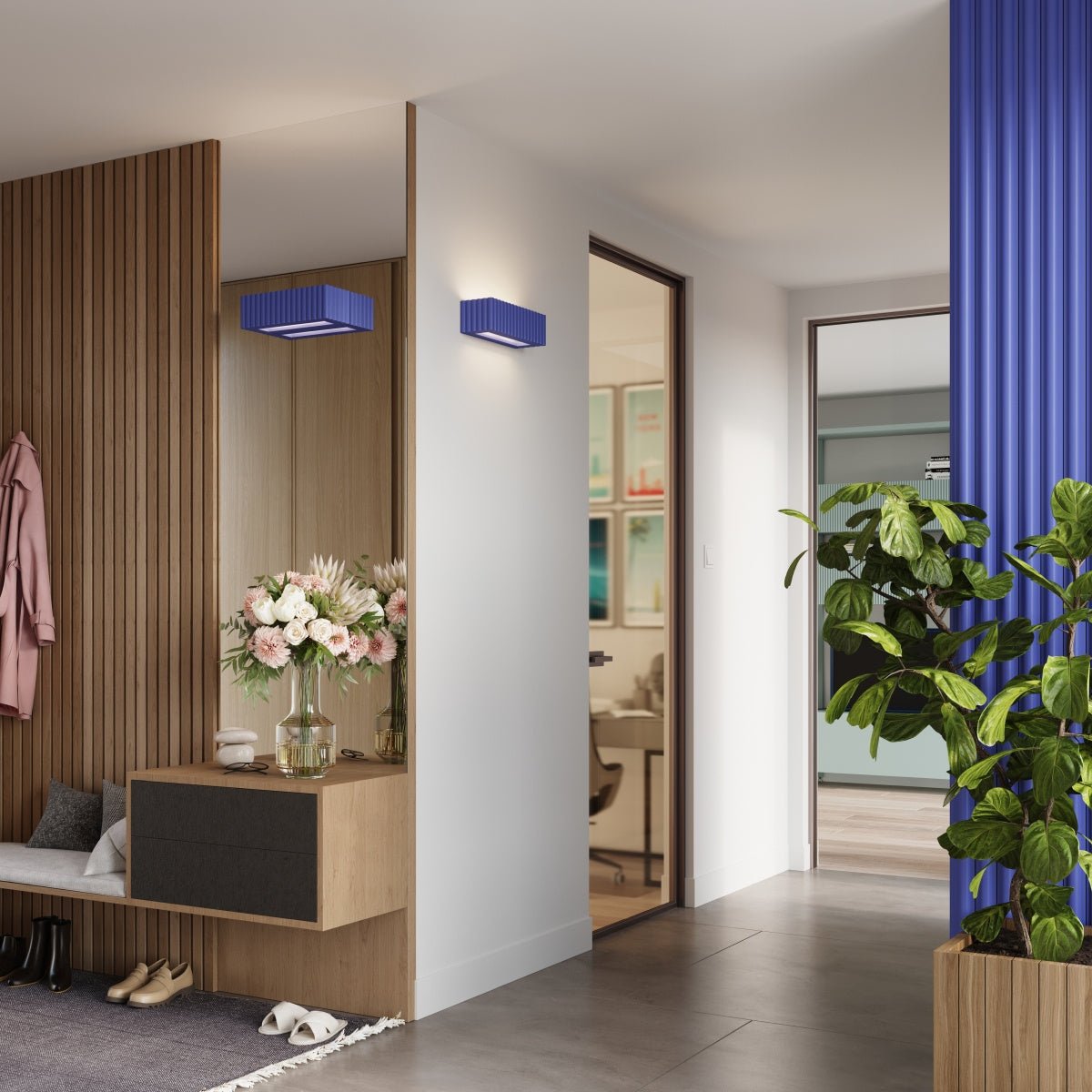 Keramik Wandleuchte "RIGATA" – in Ultramarin | Dexity Lichtdesign