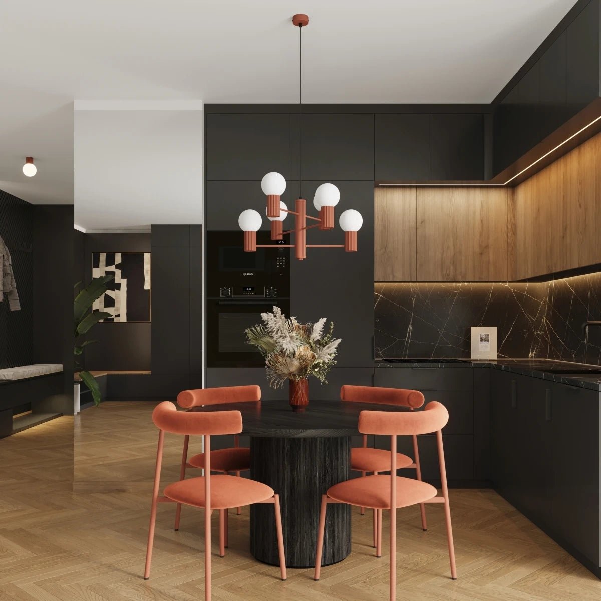 Kronleuchter "HALO 6" – in Mokka | Dexity Lichtdesign