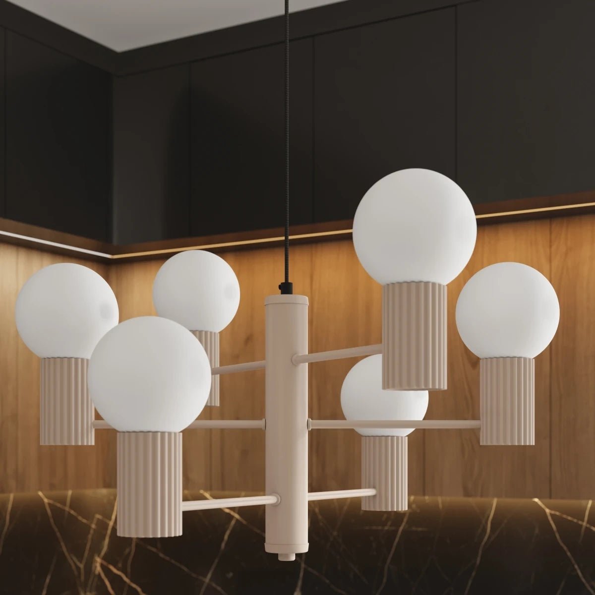 Kronleuchter "HALO 6" – in Taupe | Dexity Lichtdesign