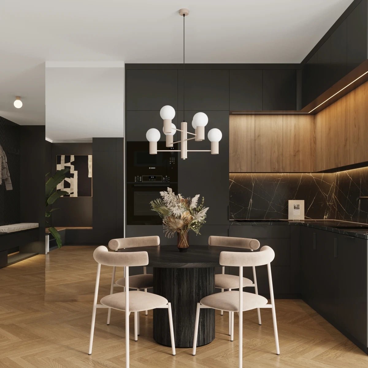 Kronleuchter "HALO 6" – in Taupe | Dexity Lichtdesign