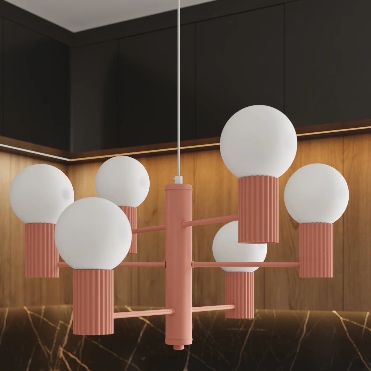 Kronleuchter "HALO 6" – in Apricot | Dexity Lichtdesign