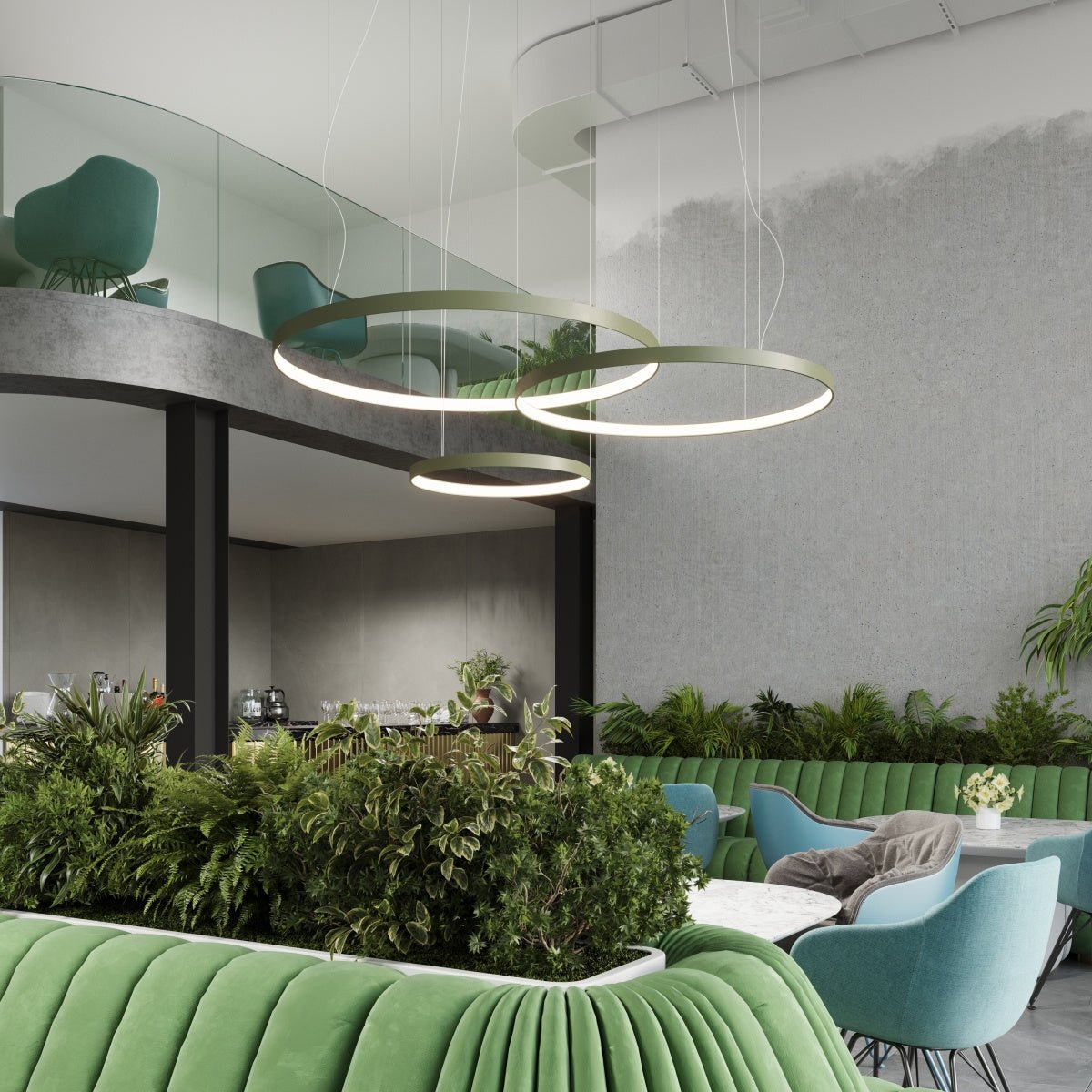 Kronleuchter "RIO 2" 3000K – Pendelleuchte in Olivgrün | Dexity Lichtdesign