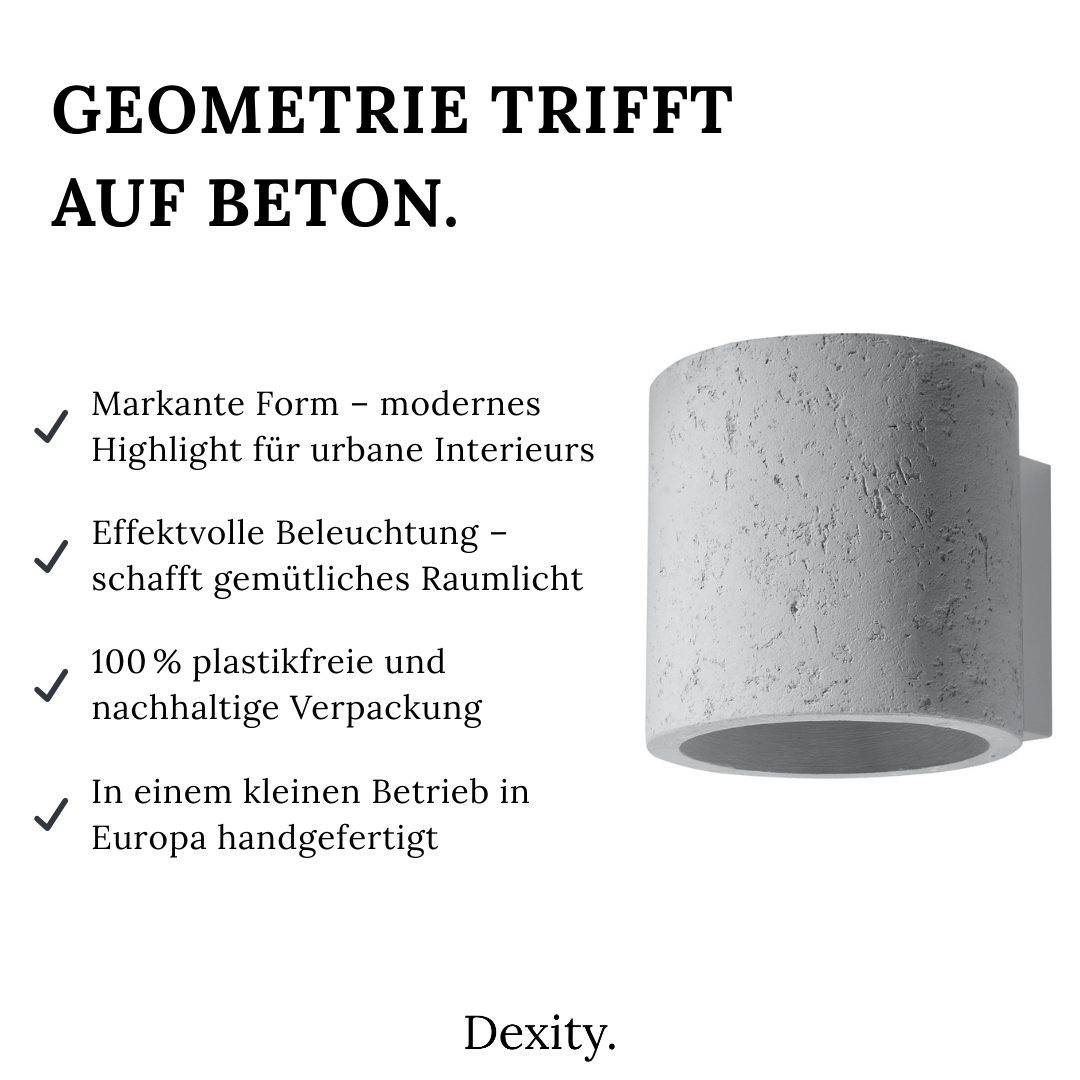 Beton - Wandleuchte "Orbis" – Wandlampen in Betongrau | Dexity Lichtdesign
