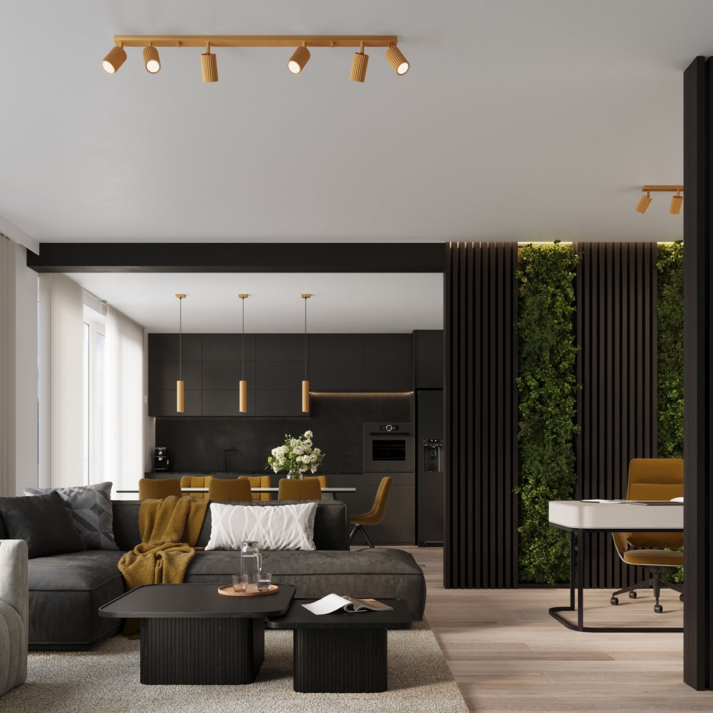 Pendelleuchte "KARBON 3L" – Pendelleuchte in Golden | Dexity Lichtdesign