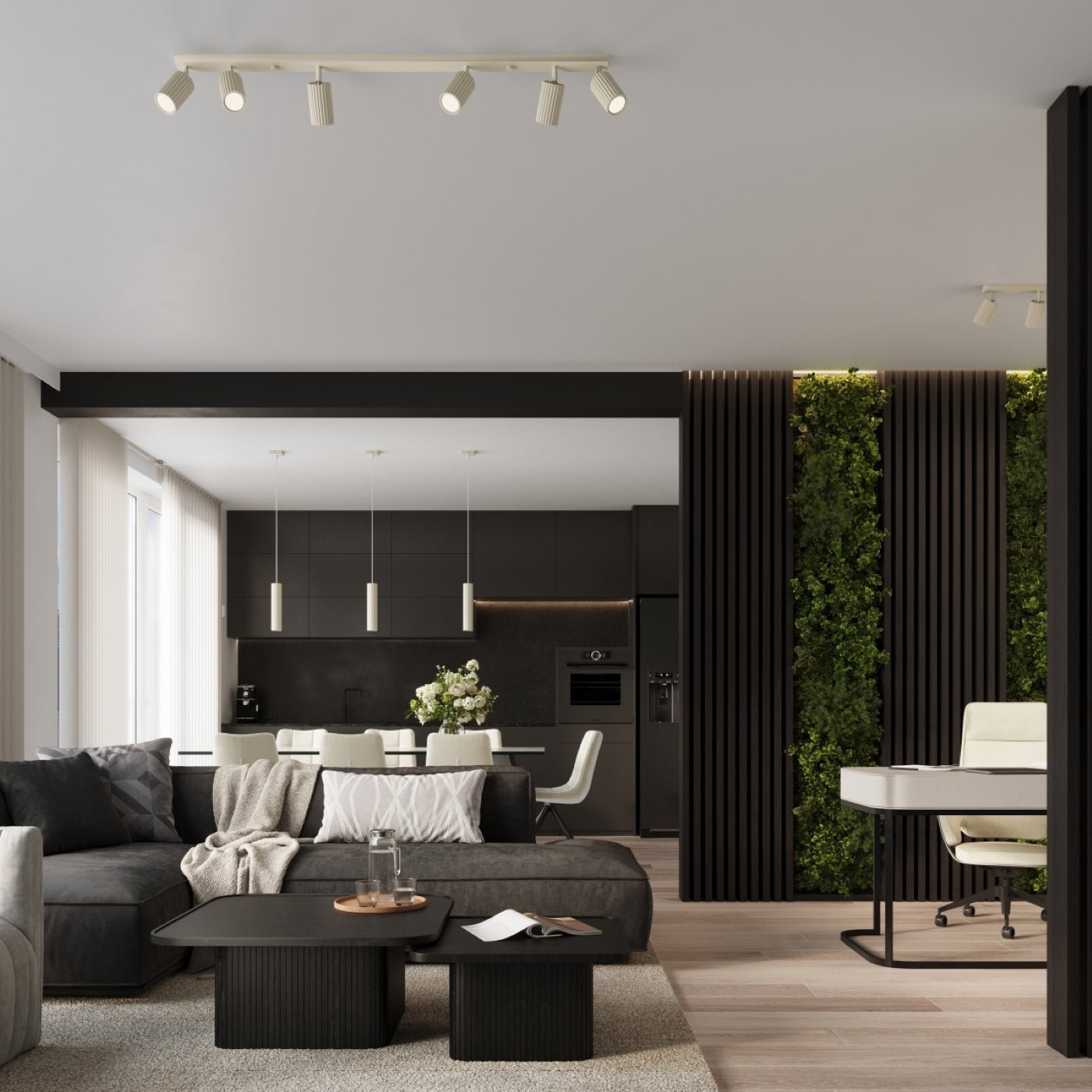 Pendelleuchte "KARBON 3L" – Pendelleuchte in Beige | Dexity Lichtdesign