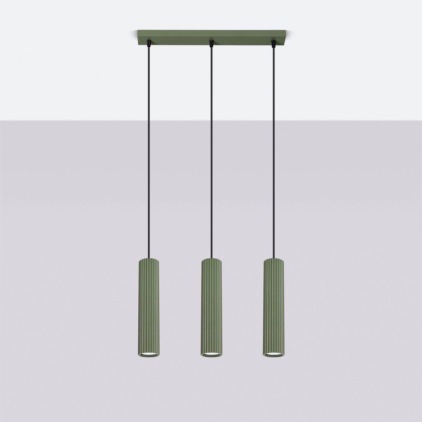 Pendelleuchte "KARBON 3L" – Pendelleuchte in Olivgrün | Dexity Lichtdesign