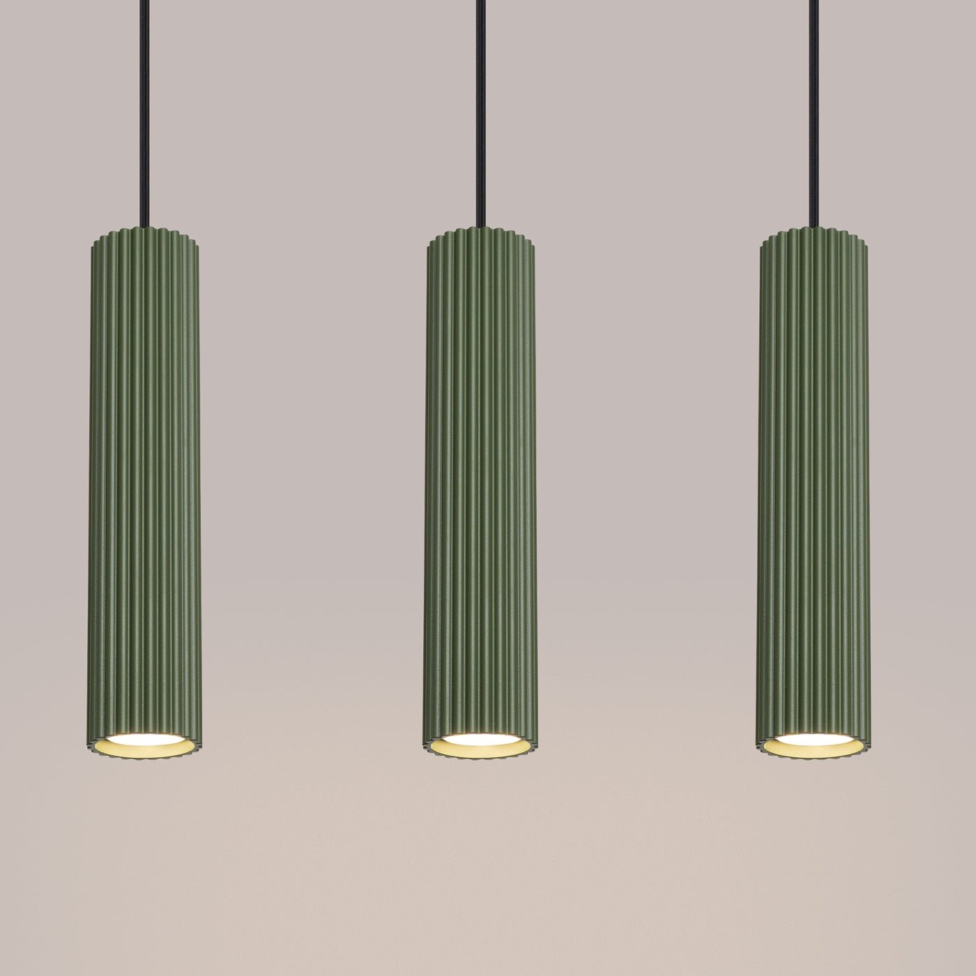 Pendelleuchte "KARBON 3L" – Pendelleuchte in Olivgrün | Dexity Lichtdesign