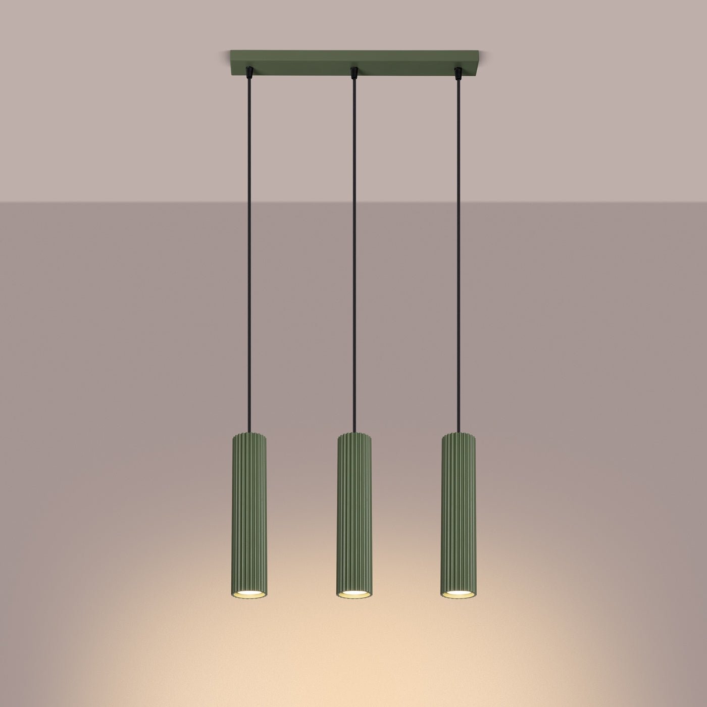 Pendelleuchte "KARBON 3L" – Pendelleuchte in Olivgrün | Dexity Lichtdesign