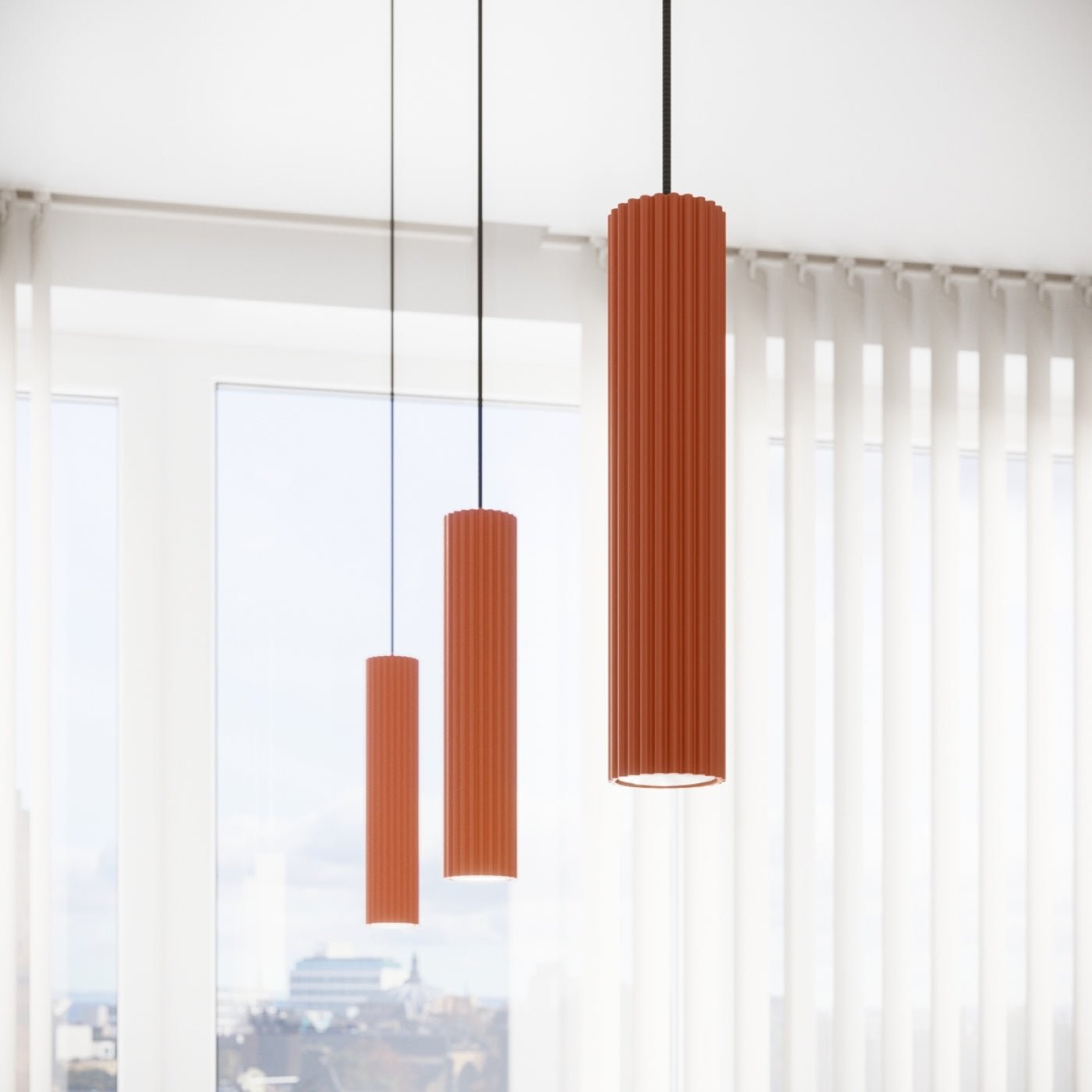 Pendelleuchte "KARBON 3L" – Pendelleuchte in Roter Ocker | Dexity Lichtdesign