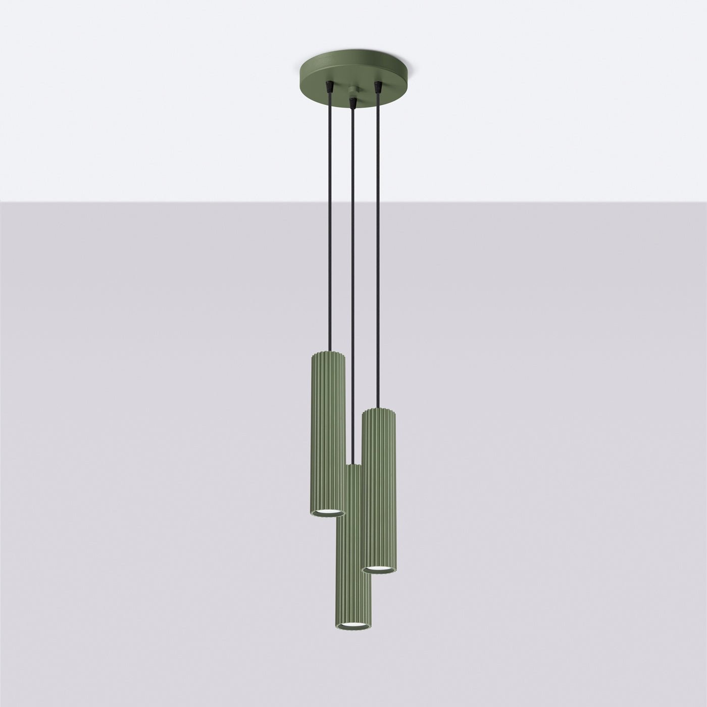 Pendelleuchte "KARBON 3P" – Pendelleuchte in Olivgrün | Dexity Lichtdesign