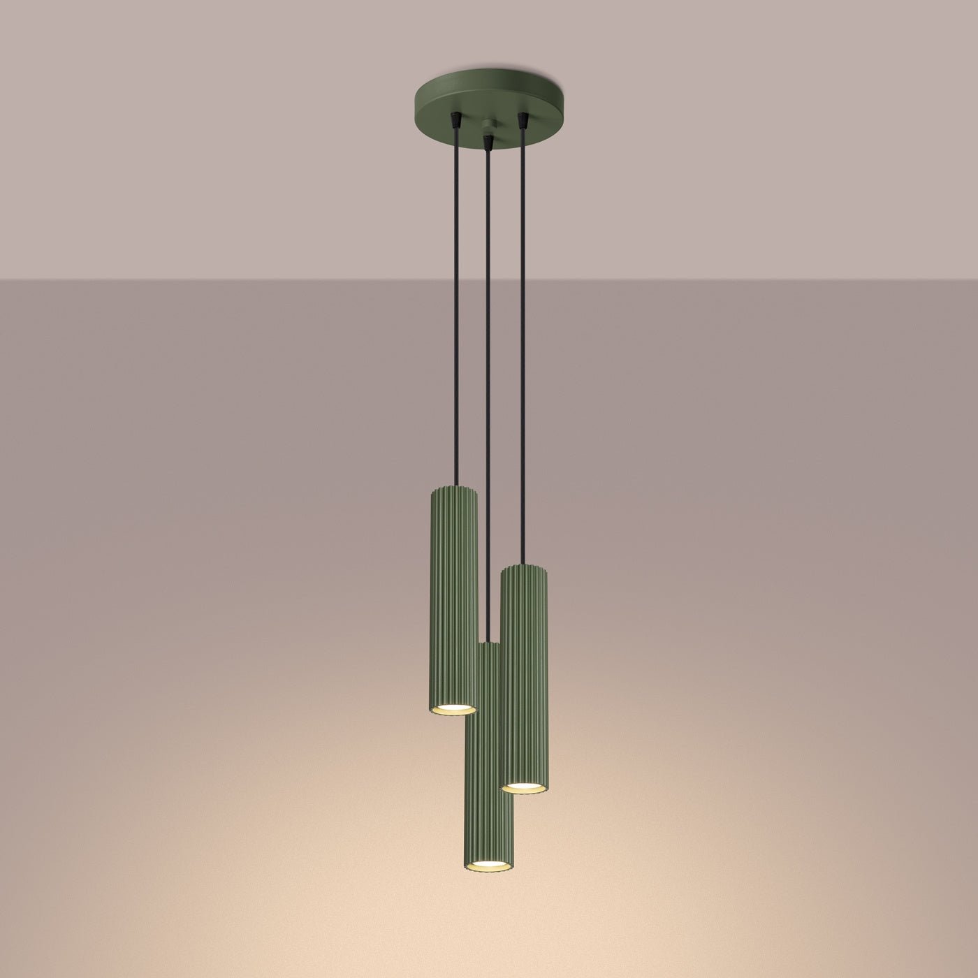 Pendelleuchte "KARBON 3P" – Pendelleuchte in Olivgrün | Dexity Lichtdesign