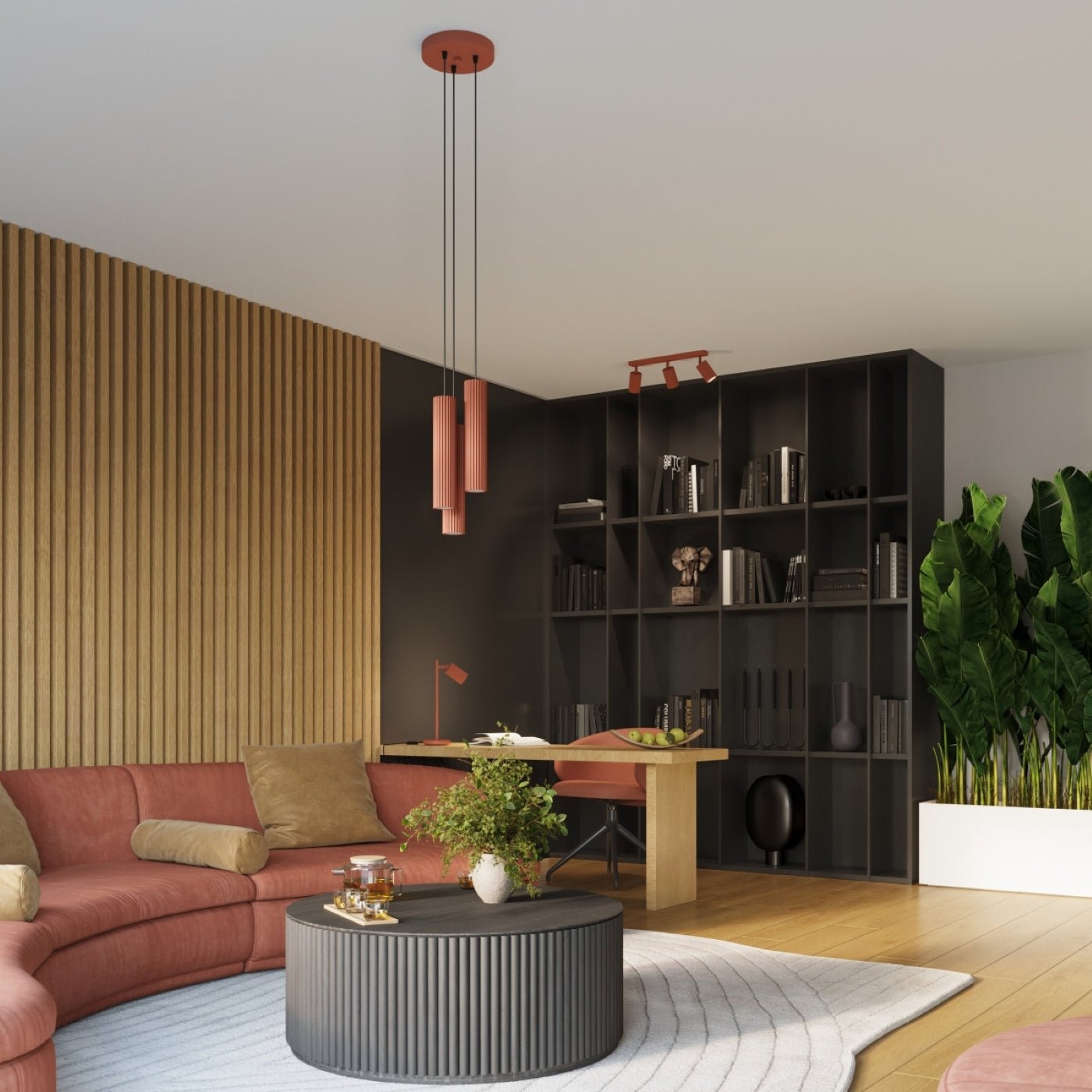 Pendelleuchte "KARBON 3P" – Pendelleuchte in Ocker Rot | Dexity Lichtdesign