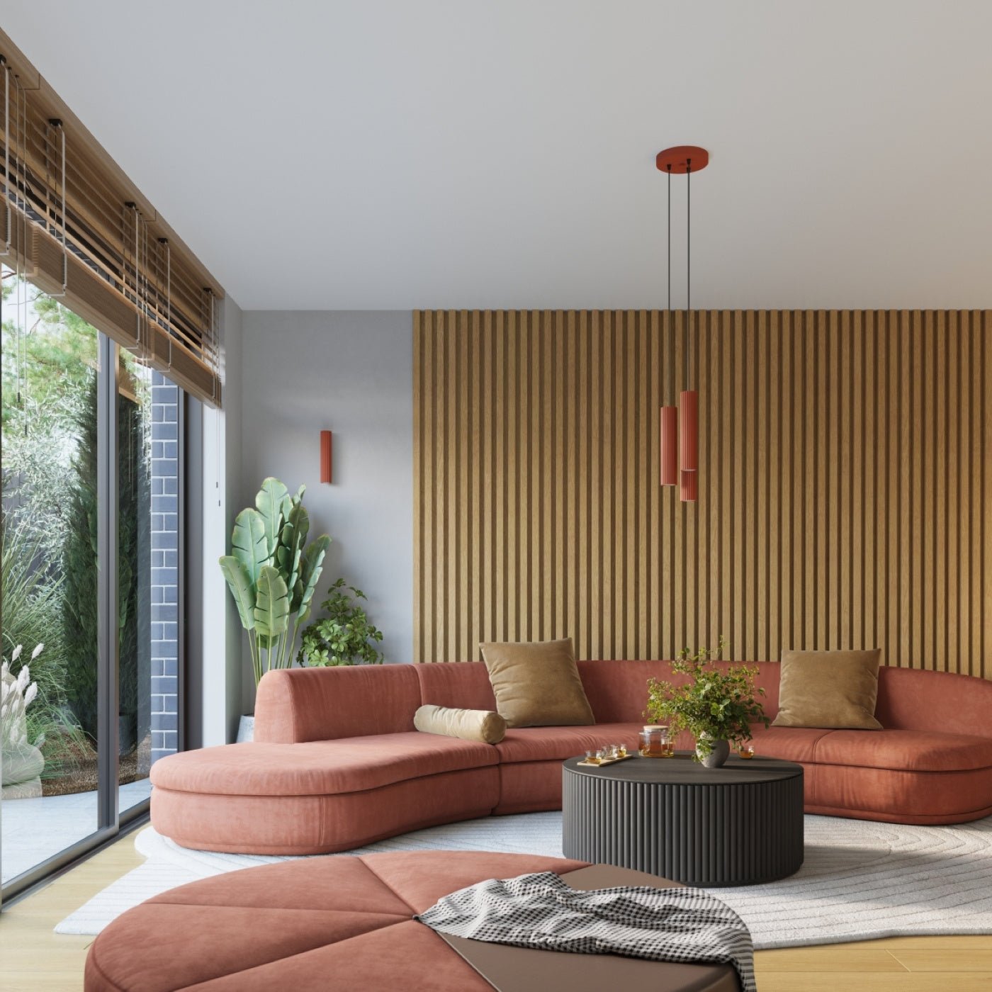 Pendelleuchte "KARBON 3P" – Pendelleuchte in Ocker Rot | Dexity Lichtdesign