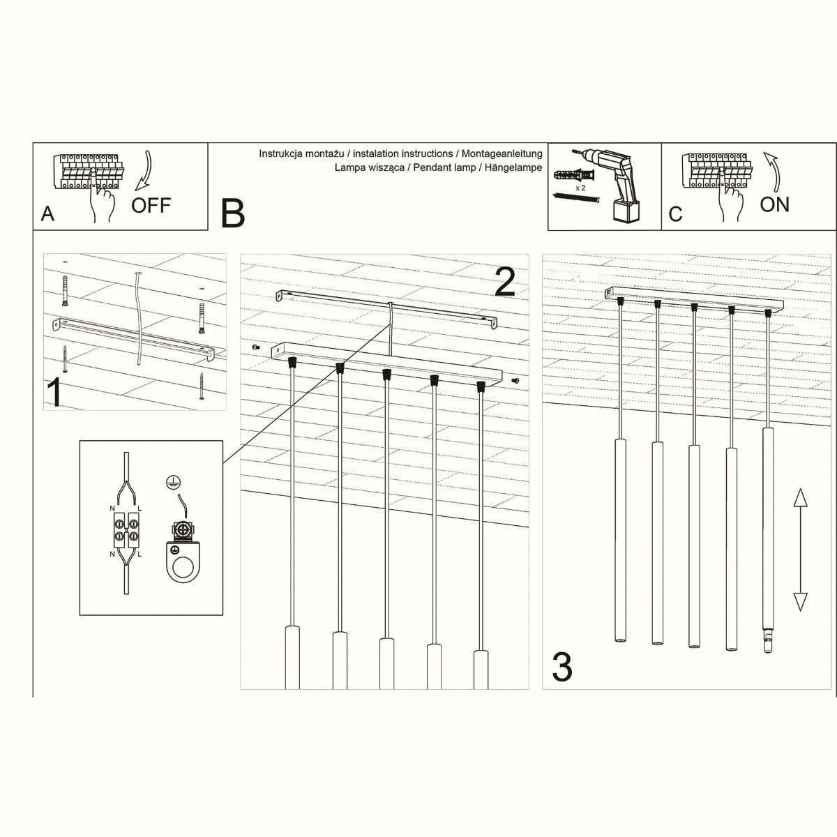 Pendelleuchten "PASTELO 5L" – Pendelleuchten in Schwarz | Dexity Lichtdesign