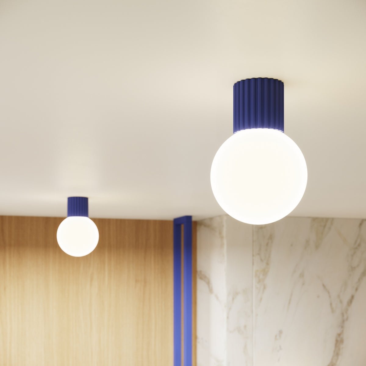 Plafond "HALO" (IP44) – Deckenleuchte in Ultramarin | Dexity Lichtdesign