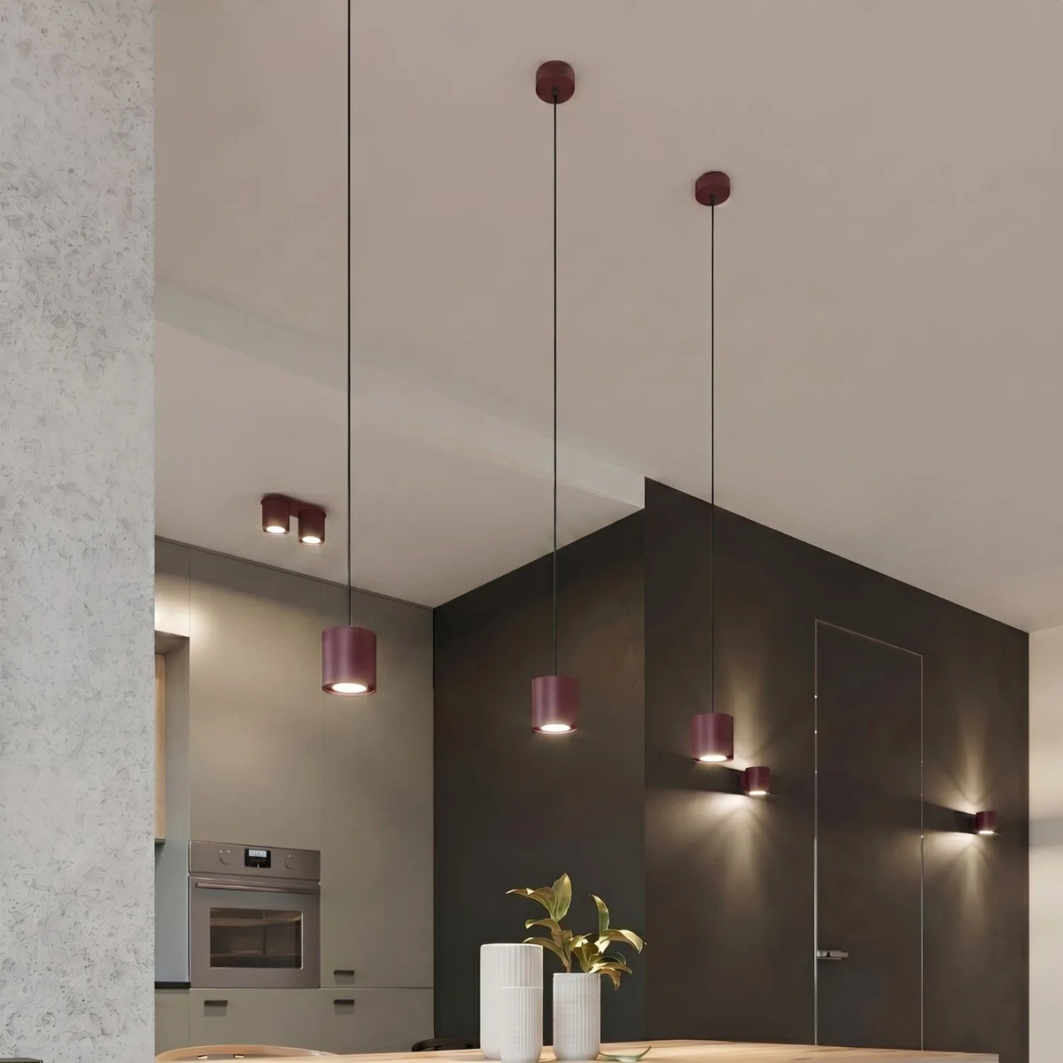 Wandleuchte "Orbis 1" – Wandlampen in Burgunderrot | Dexity Lichtdesign