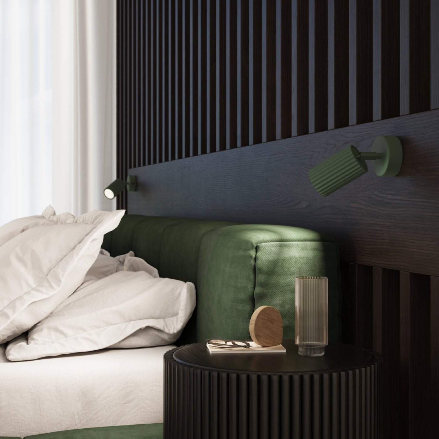 Wandleuchte "KARBON" mit Schalter – Wandleuchte in Olivgrün | Dexity Lichtdesign