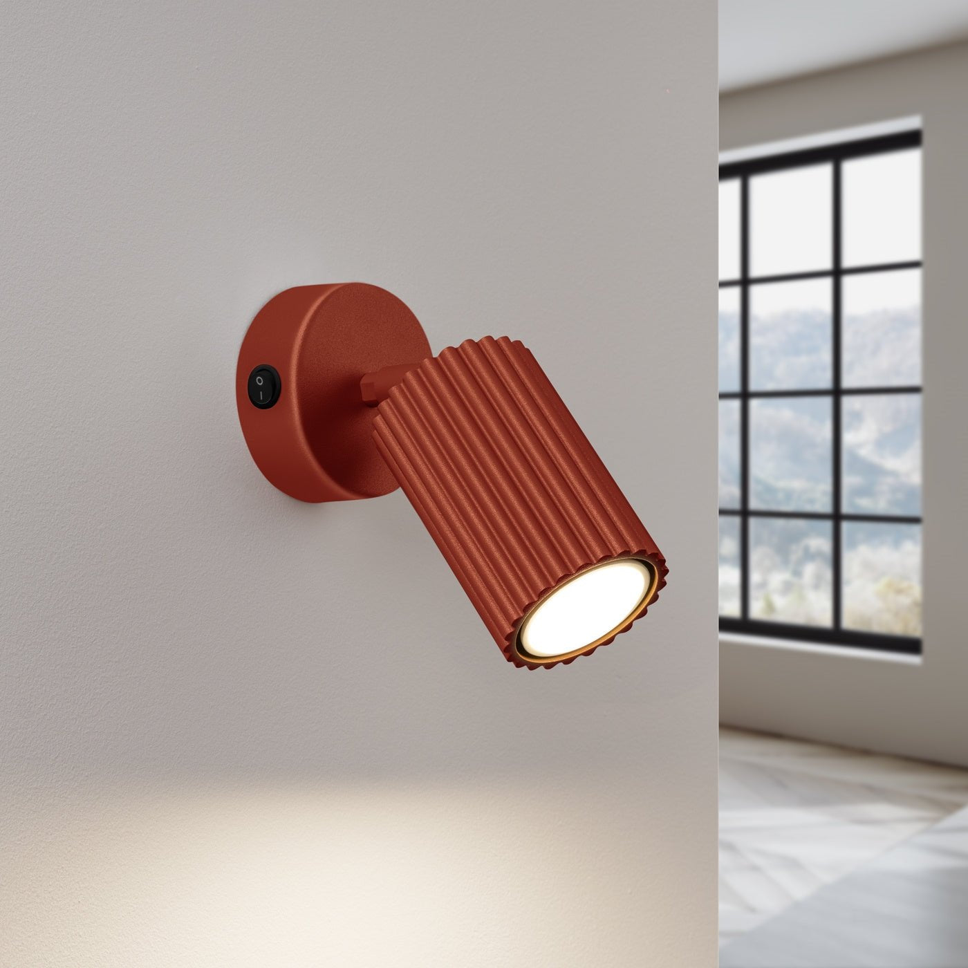 Wandleuchte "KARBON" mit Schalter – Wandleuchte in Roter Ocker | Dexity Lichtdesign