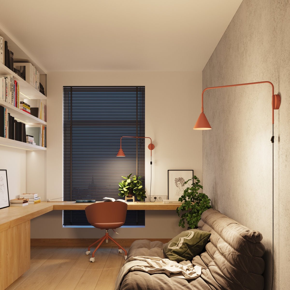 Wandleuchte „Nox“ – Wandlampen in Roter Ocker | Dexity Lichtdesign