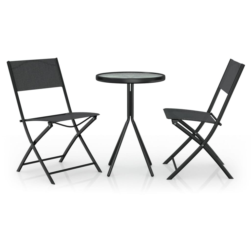 3-tlg. Bistro-Set Schwarz