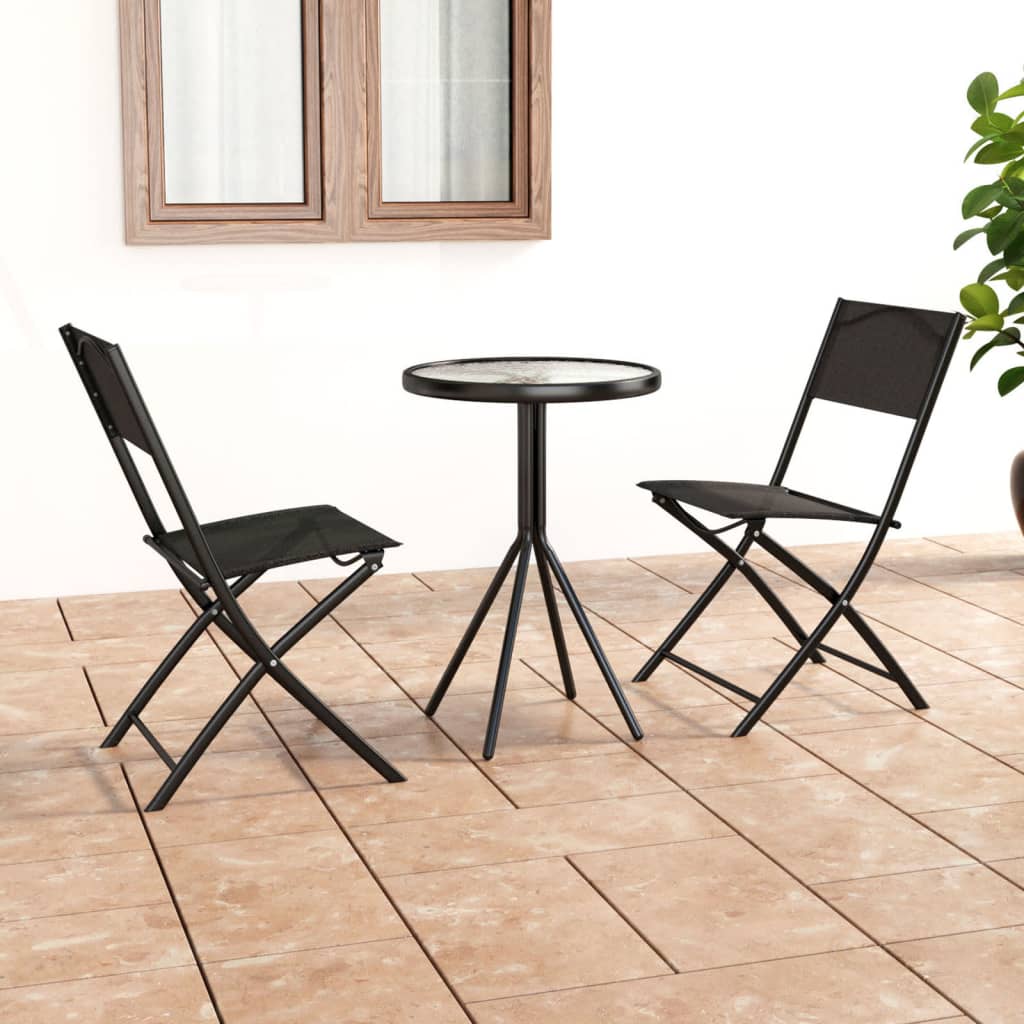 3-tlg. Bistro-Set Schwarz