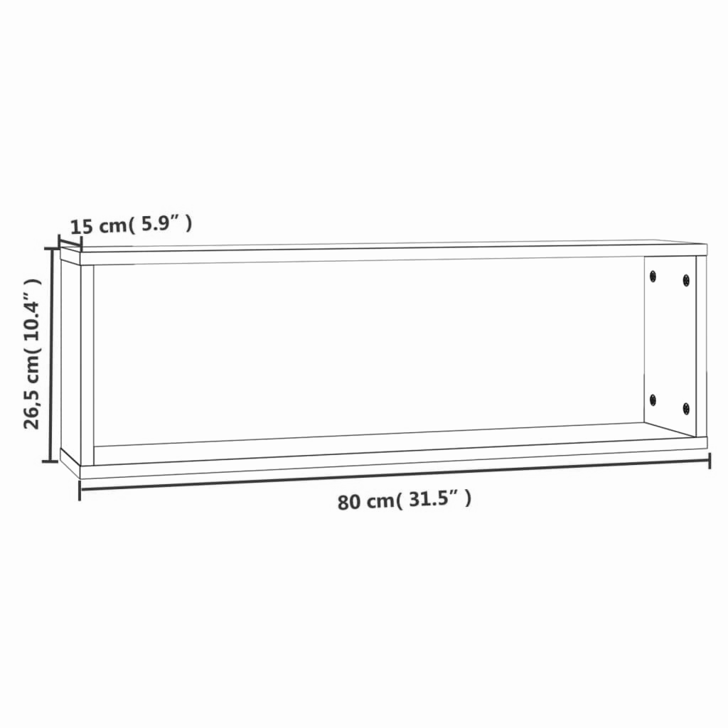 2er-Set Wandregale 80x15x26,5 cm