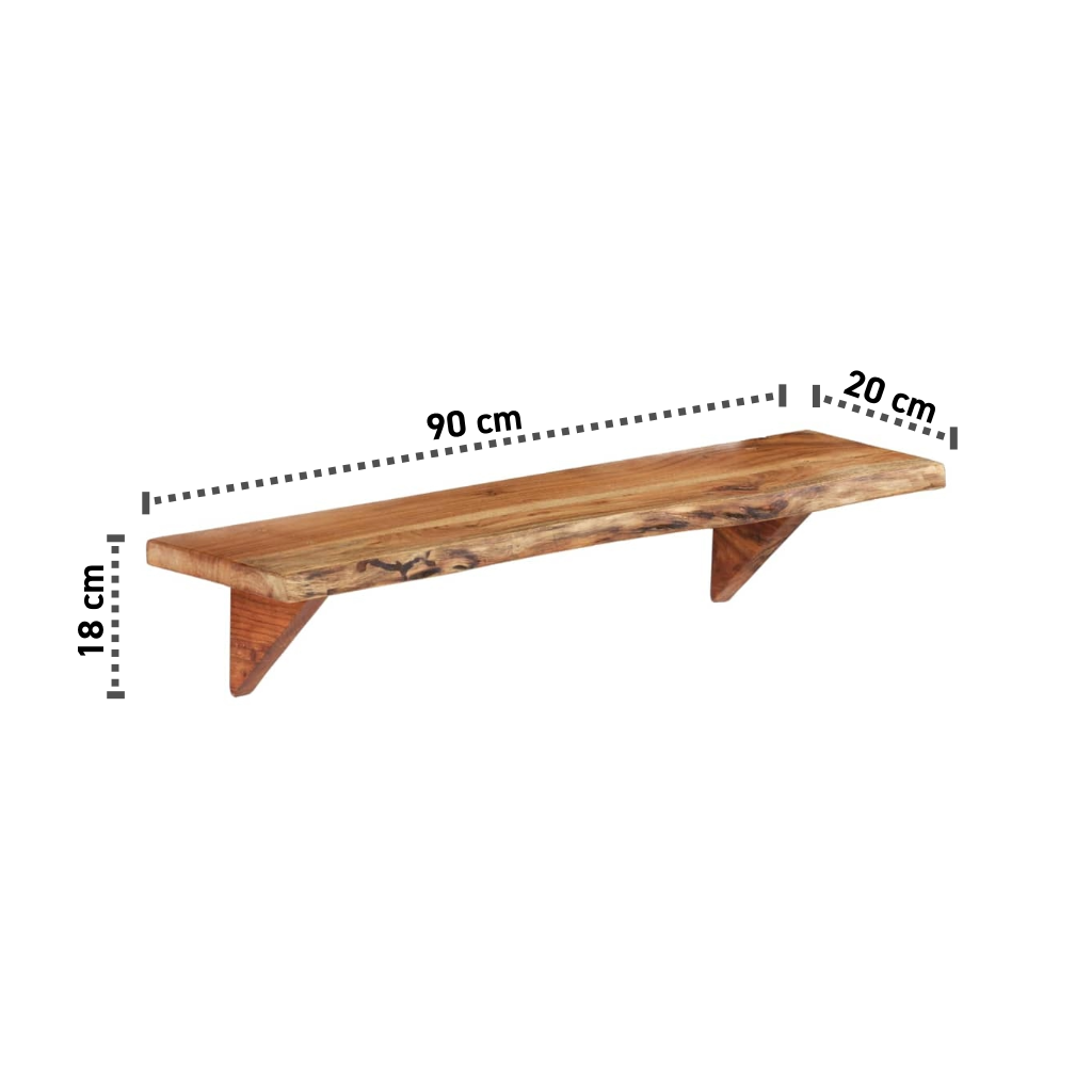 2er-Set Wandregale 60-110 cm Massives Akazienholz