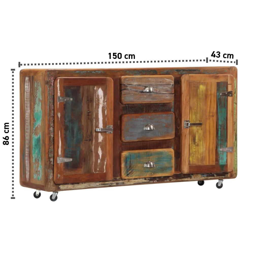 Recyceltes Sideboard 150x43x86 cm