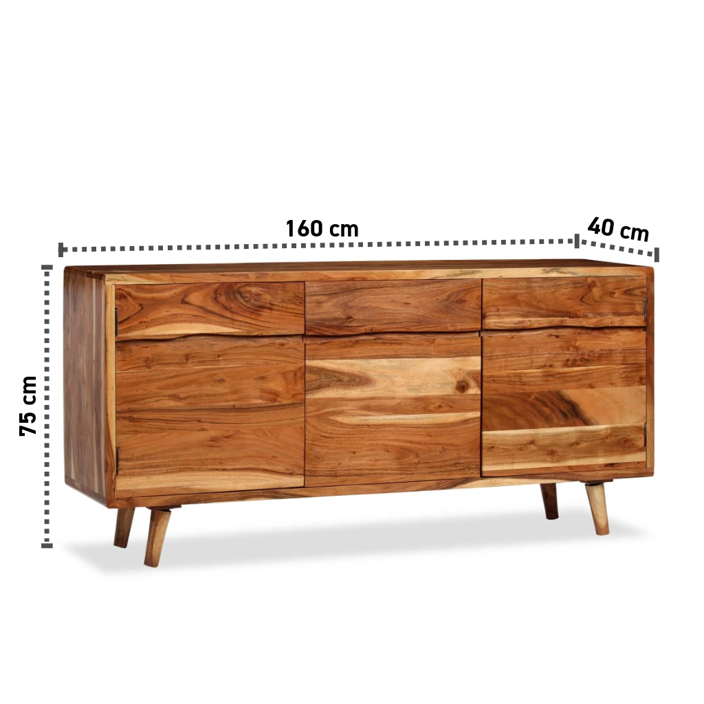 Sideboard 160×40×75 cm Massives Akazienholz