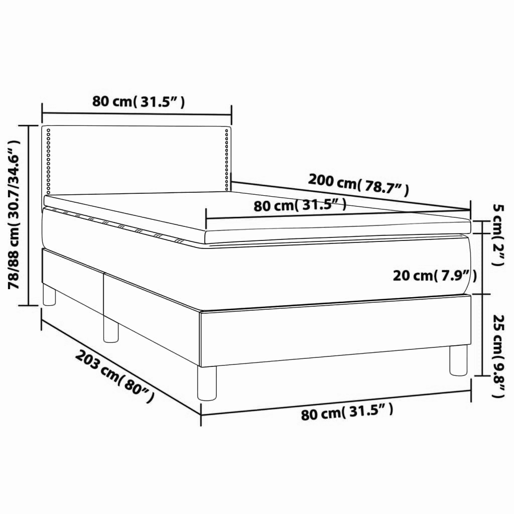 Boxspringbett ''Nailed'' mit Matratze 80x200 cm