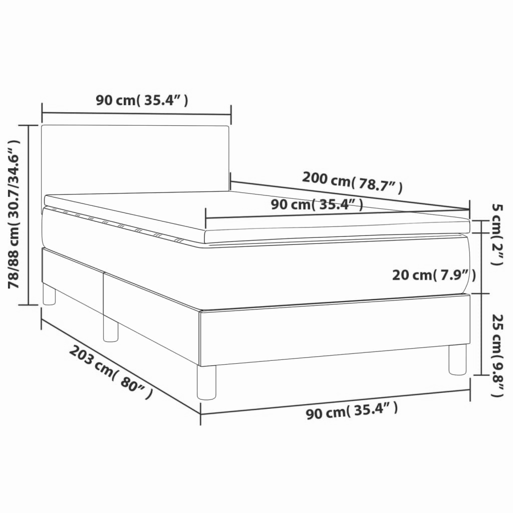 Boxspringbett ''Pure'' mit Matratze 90x200 cm