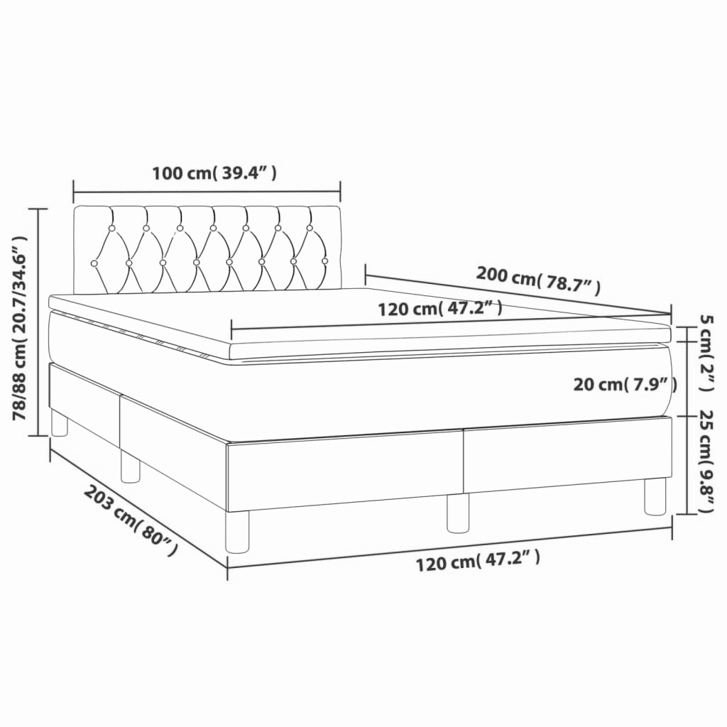 Boxspringbett ''Stitched'' mit Matratze 120x200 cm