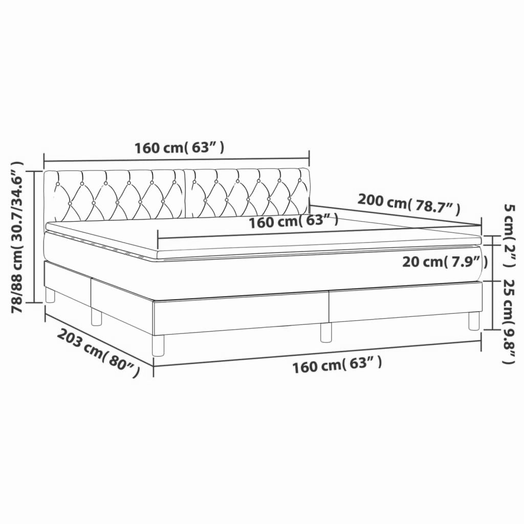 Boxspringbett ''Stitched'' mit Matratze 160x200 cm