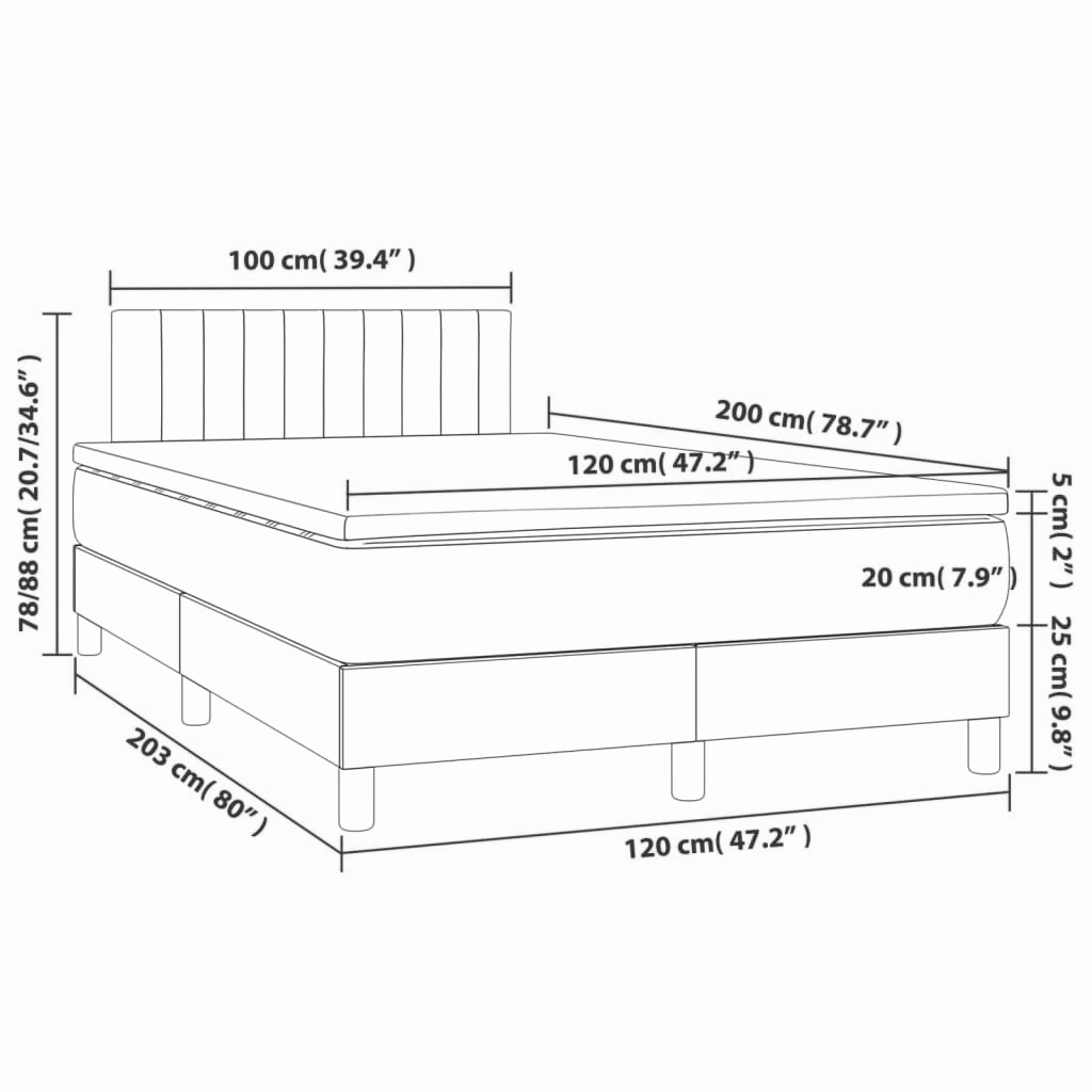 Boxspringbett ''Striped'' mit Matratze 120x200 cm