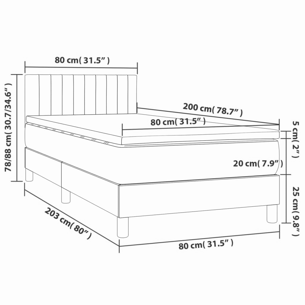 Boxspringbett ''Striped'' mit Matratze 80x200 cm